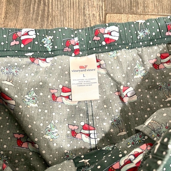 Men's Vineyard Vines Christmas Pajamas Lounge Pants Santa Trees Whale Logo Large - Picture 3 of 8